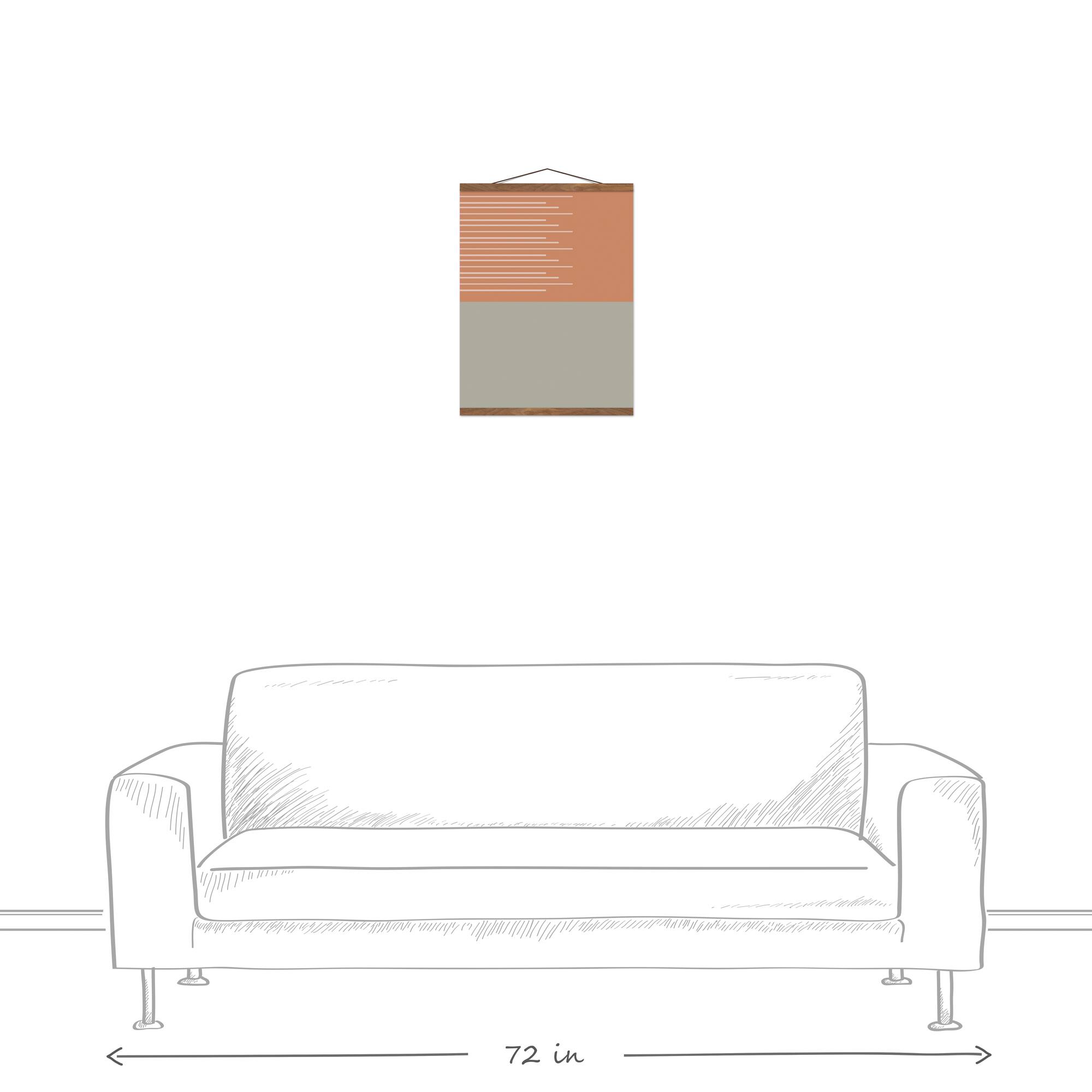 Terracotta Lines 16" x 20" Teak Hanging Canvas